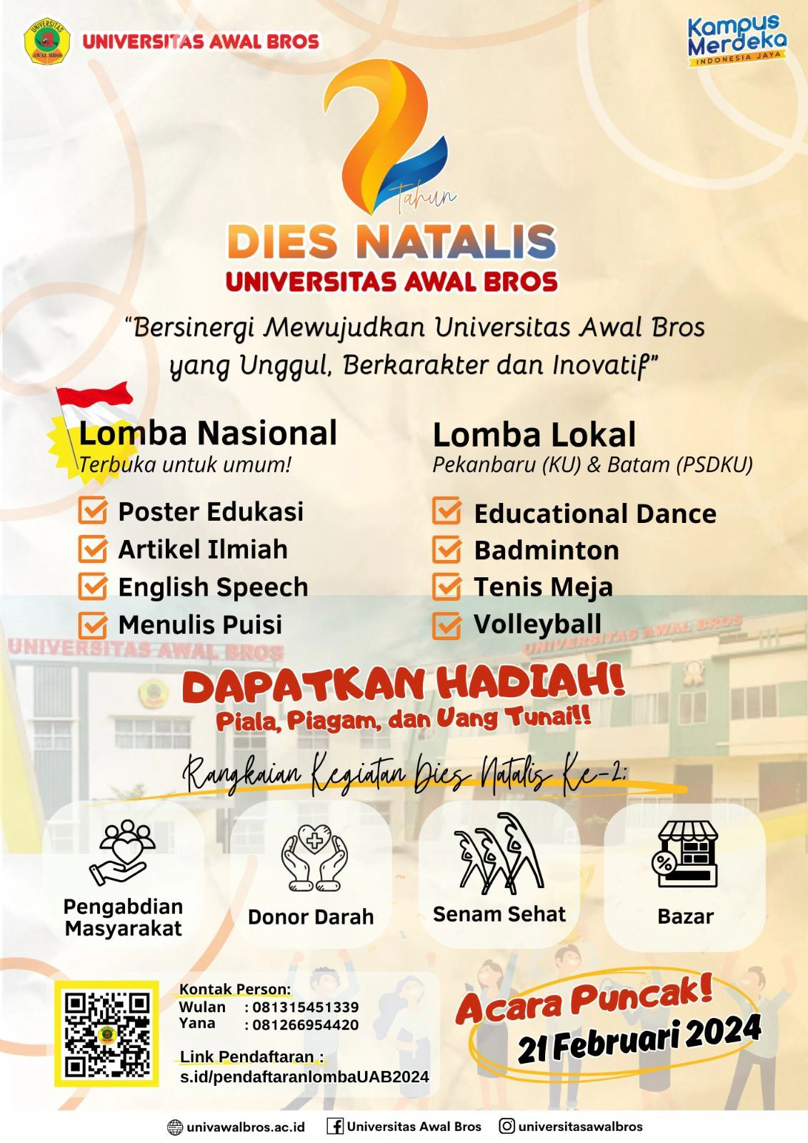Universitas Awal Bros Mengadakan Perlombaan Dalam Rangka Dies Natalies yang ke-2
